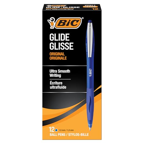BIC Glide Retractable Ballpoint Pens, Blue, 12-Count