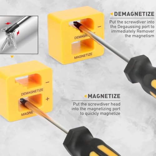 Zestaw wkrętaków magnetycznych – 42 szt. precyzyjnych wkrętaków z magnetycznymi końcówkami i wygodnym uchwytem, krzyżowe, płaskie łby, wytrzymałe etui do przechowywania