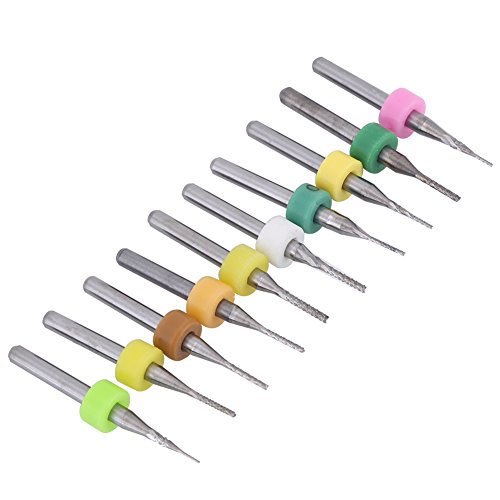 Image of 10pcs 0.5 /0.6 /0.7 /0.8 /0.9 /1.0 /1.1 /1.2 /1.3 /1.4mm Tungsten Carbide PCB End Mill Engraving Bits Cutter 1 /8 inch Shank fraeser CNC Aluminium end Mill Brocas Buriladoras Brocas Buriladoras