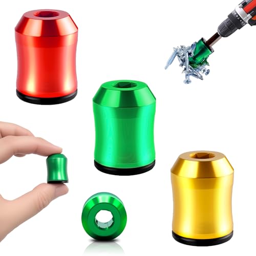 3PCS Magnetic Screw Holder Strong Screwdriver Head Magnetic Ring Universal Removable Household Tool Drill Bit Holder for Hex Screwdrivers&Power Bits Mechanics Carpenters Household Repairs