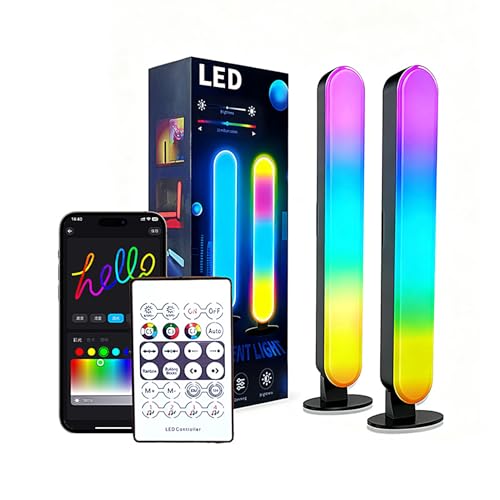Paquete de 2 barras de luz LED Iluminación de ambiente para juegos | ABS 25 cm Luces de ambiente regulables Tiras LED Control por aplicación inteligente Varios efectos de iluminación R