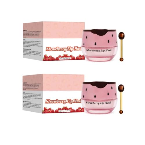 2PCS Lip Sleep Mask Night Sleep Maintenance Moisturizing Lip Gloss Bleach Cream Nourishing Lip Care Strawberry