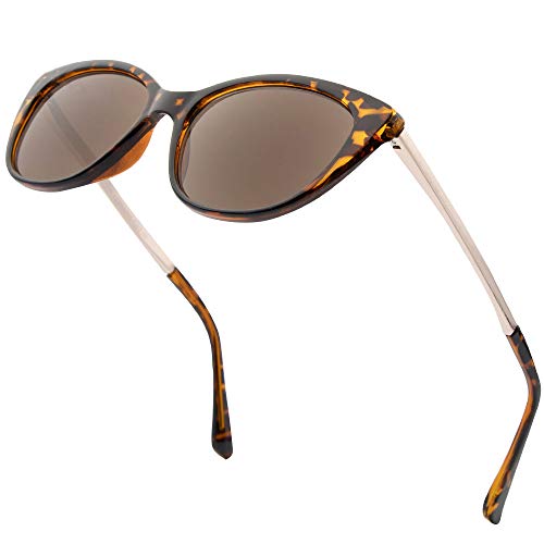 VITENZI Full Reader Sunglasses for Women, Cat Eye Tinted Reading with Built In Full Readers, Verona in Tortoise 2.00