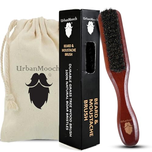 UrbanMooch Beard Brush | Premium Boar Bristle Beard Brush for Men Soft | Travel-Friendly Handcrafted Wooden Brush for Daily Beard Grooming & Styling