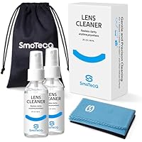 SmoTecQ Lens Cleaner Spray Kit &ndash; Plant-Based, Alcohol-Free Cleaning Solution for Glasses, Camera Lenses & Screens | Includes 2 x 2oz Spray Bottles, 2 Streak-free Microfiber Cloths & 1 Travel Pouch
