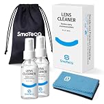 SmoTecQ Lens Cleaner Spray Kit – Plant-Based, Alcohol-Free Cleaning Solution for Glasses, Camera Lenses & Screens | Includes 2 x 2oz Spray Bottles, 2 Streak-free Microfiber Cloths & 1 Travel Pouch