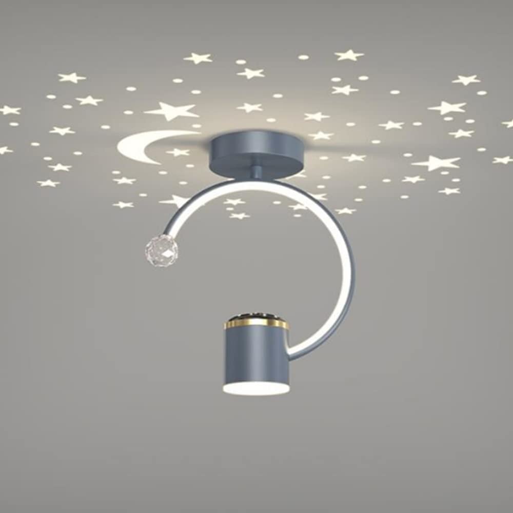 LYMSXAZOU Luxury Entry Foyer Personality Chandelier Aisle Lamp LED Ceiling Light Nordic Balcony 12W Star Checkroom Stairs Corridor Hanging (Color : Grey A, Size Stepless dimmin