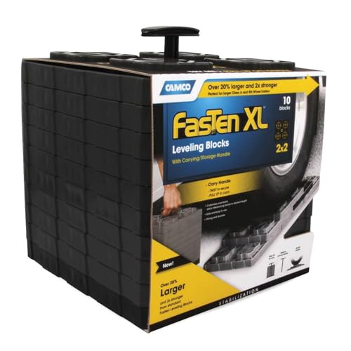 Camco Brown X-Large 44527 Gray Fasten XL Leveling Block with T-Handle, 2x2 (Pack of 10), 10 Pack