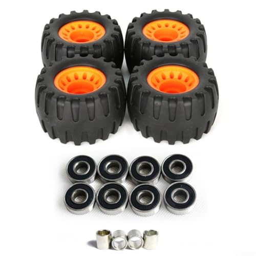Ruedas de longboard todoterreno de 76 x 45 mm, ruedas de plástico para monopatín con absorción de golpes para senderos, barro y hierba, todo terreno, negro y naranja (negro)
