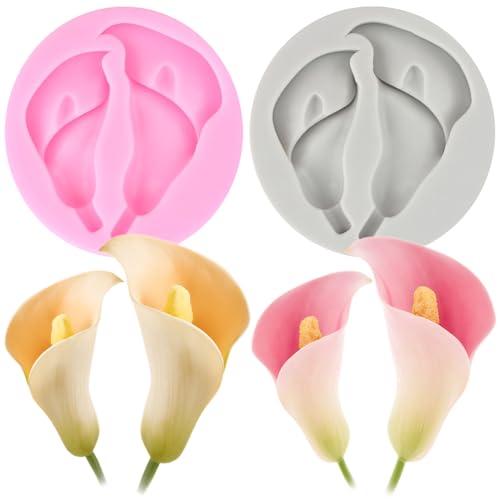 RFGHAC 3D Flower Fondant Mold Calla Lily Silicone Molds Set Of 2