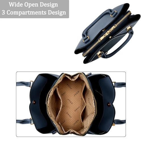 Image of KKXIU Triple Compartments Purses and Handbags for Women Fashion Ladies Satchel Shoulder Top Handle Bag