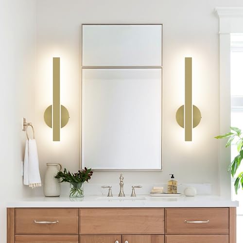 Image of Aipsun Gold Wall Sconce Hardwired Modern LED 18W Wall Sconce Set of Two, 15.7Inches Wall Lights for Living Room Bedroom Hallway, 5CCT