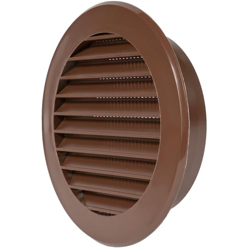 Image of REPA MARKET 4'' Inch Plastic Brown Round Soffit Vent Cover With Flange ABS Plastic Construction - Modern Style - Bathroom Ventilation