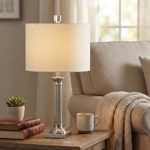 Image of Royal Designs, Inc. F-5038L-1 Clear Lucite Lamp Finial, 1.25 x 2.5 inch, Short Cylinder with Polished Silver Base