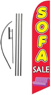 Sofa Sale Advertising Feather Banner Swooper Flag Sign with Flag Pole Kit and Ground Stake, Dark Pink