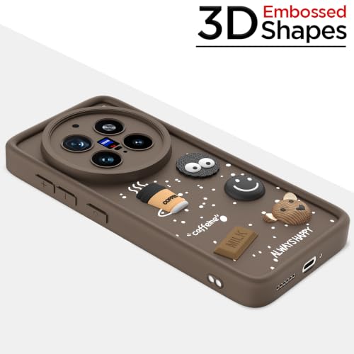 Image of Pikkme Back Cover for Vivo X200 Pro 5G | 3D Bear Silicone Cute & Fun Coffee Cartoon | Full Body Protection Bumper Case (Brown)