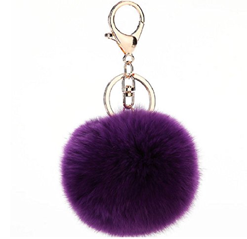 Novago – Lote de 3 pompones para llavero, joya de bolso de mano de auténtico pelo de conejo, tacto suave
