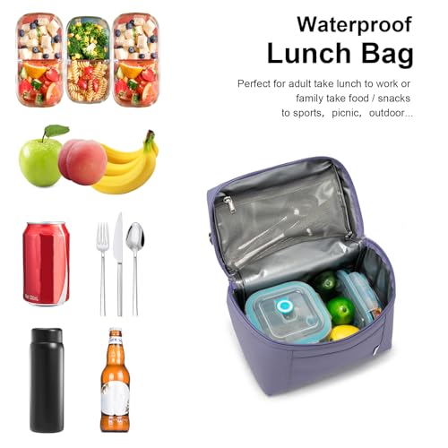 Image of NOL Natural Organic Lifestyle Insulated Lunch Bags for Women Cooler Bag Lightweight Nylon Waterproof Lunch Box For Work (Small, Light purple)