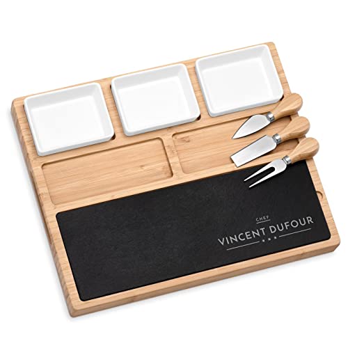 Maverton Plateau à Fromage et charcuterie personnalisé - Planche à Fromage en Bambou avec Accessoires - Plateau apéritif avec Gravure pour Lui - pour Anniversaire Homme - Chef