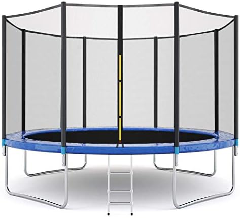 FeiFei66 12 FT Kids Trampoline with Safety Enclosure Net Ladder Pole Safety Pad Jumping Mat Spring Cover Padding Pull T-Hook Great Outdoor Trampoline