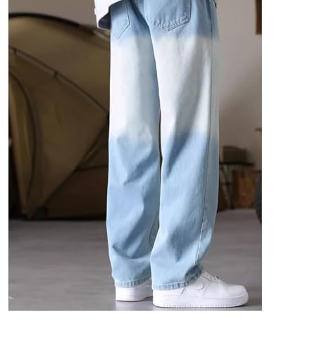 Light Blue Jeans Men's Summer Thin Loose Casual American Long Pants4
