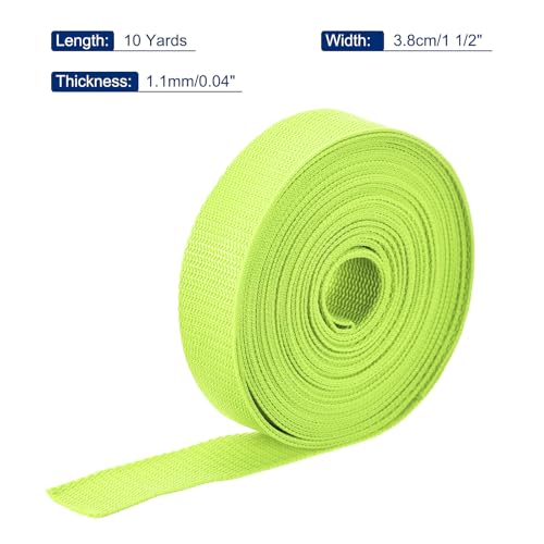 Image of MECCANIXITY Lightweight Polypropylene Webbing Strap 1.5 inch 10 Yard Backpack Strapping Band Lime Green for Outdoor Luggage Cargo Straps