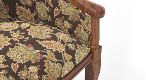Image of Solid Wood Chair Wooden Single Seater Sofa Chair for Living Room, Bedroom, Outdoor & Indoor - Teak & Chintz Floral