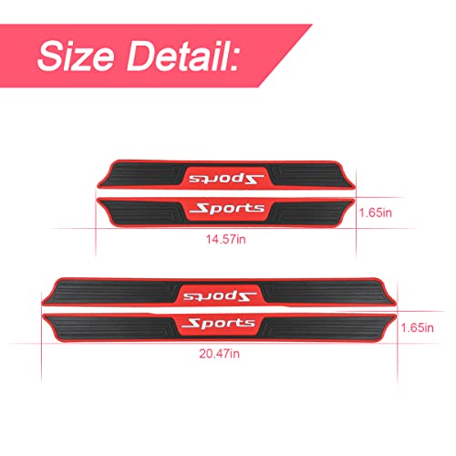 4Pcs Car Door Sill Plate Protectors, Auto Door Entry Guards Sill Scuff Cover Panel Step Protector, Pvc Rubber Anti-Scratch Front Rear Door Pedal, Car Accessories For Most Vehicles (Red/Sport) #TOP1