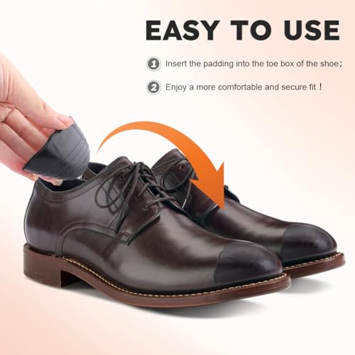 Shoe Filler Insert, Black Shoe Inserts for Shoe Too Big Adjustable Toe Cushion Fillers Make Shoes Fit, Prevent Heel Sliping Shoe Inserts for Sneakers High Heels Flats Boots (Size:4 Pairs)