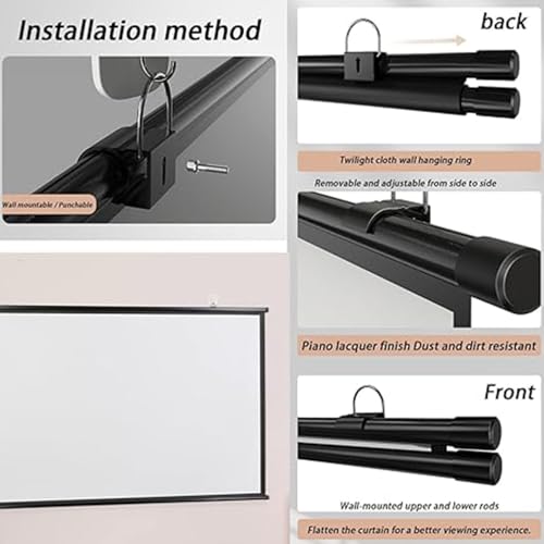 Pantalla Manual Retráctil 72 pulgadas 16:9 para Proyector miniatura 4