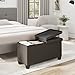 Storage Ottoman Bench with Storage Bins, 30-In Storage Bench for Bedroom End of Bed, Folding Foot Rest Ottoman with Storage for Living Room, Storage Chest Max 660lbs, Faux Leather Ottoman, Brown