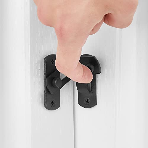 Iniret 4 Packs 90 Degree Flip Barn Door Lock,Protect Privacy-Security Gate Latch,Hook Lock Latch For Barn,Sliding Door Antique Lock Gate Latches Wine Cabinet Closet Door Latches. (Matte Black) #TOP3