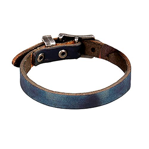 YOOE Vintage Punk Cowhide Leather Cuff Bracelet.Unisex Cool Wristband Bangle Adjustable Belt Button,Rock