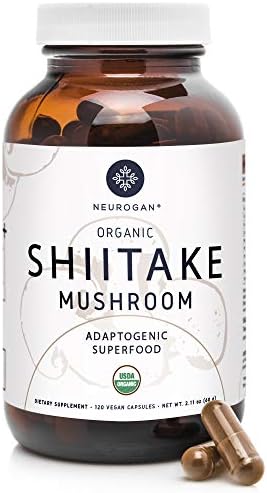 Neurogan Organic Shiitake Mushroom Extract - 1000mg Pure Shiitake Extract per Serving for Immune Support - Reduce Cholesterol & Improve Heart Health - Non-GMO, Gluten Free, Vegan, 120 Capsules