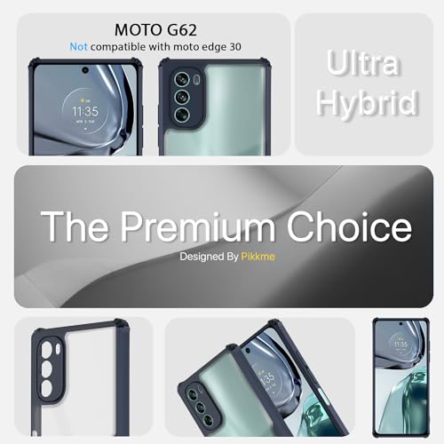 Image of Pikkme Moto G62 5G Back Cover | Crystal Clear Transparent Back | Ultra Hyrbid | Full Camera Protection | Raised Edge | Bumper Back Case (Blue)