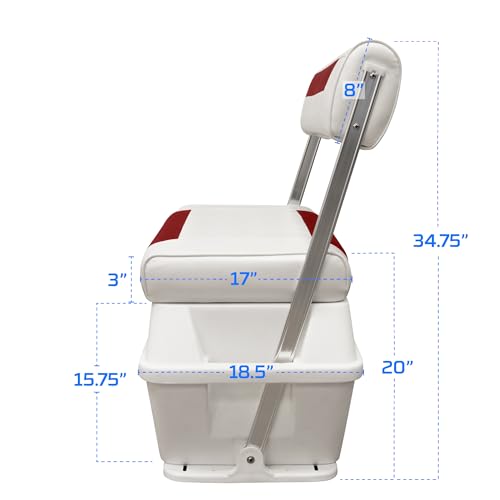 Wise DLX156-1906 DLX Pontoon Series 70 Quart Swingback Cooler Seat - White/Crimson Red