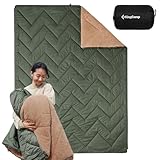 KingCamp ブランケット キャンプ フリース マルチブランケット 寝袋変形可能 200×145cm 大判 連結可能 防寒 保温 軽量 コンパクト 車中泊 防災 アウトドア カーキ/オリーブ