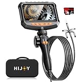 Hijoy Articulating Borescope Camera with Light - 5'' 1080P HD Display Industrial Endoscope Inspection Camera 5.5FT Snake Camera for Automotive HVAC and Industrial Mechanics