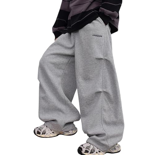 Baggy Sweatpants Boys Elastic Waist Wide Leg Track Pants Casual Loose Athletic Pants Sports Trousers with Pockets 4-15Years