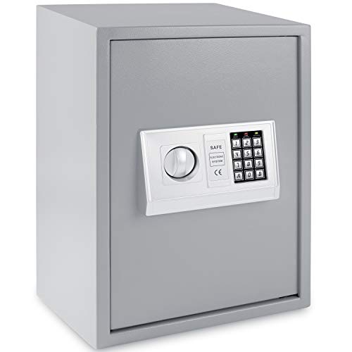 Foto von KESSER® Elektr. Tresor | 50x35x34,5 XXL | Türstärke 4mm | Elektronischer Safe | Doppelbolzenverriegelung | Wandtresor | Ink. Montagematerial | Dokumententresor Innenbeleuchtung Panzerschrank Silber