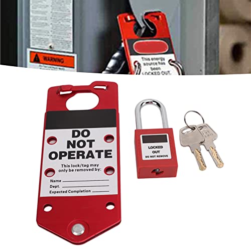 Image of Lockout Tagout Locks Set, Writable Aluminum Alloy Safety Lockout Hasp with Tamperproof Locking Tabs 38mm Padlock, Group Lockout Hasps, Safety Padlocks