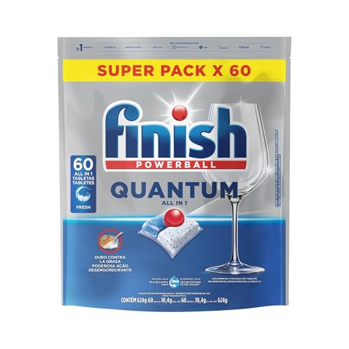 Finish Powerball Quantum, Detergente para Lava Louças em Tabletes, 60 Tabletes