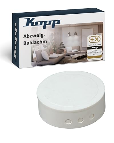 Kopp Abzweig-Baldachin in Weiß - 1 Stück - Hochwertige Abzweigdose aus Kunststoff - Deckenbaldachin für saubere Kabelverteilung - Robuste Abzweigdose-Baldachin für einfache Montage