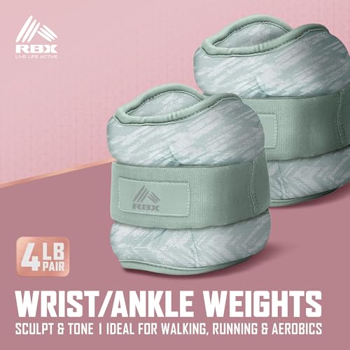 Image of RBX Wrist & Ankle Weights Set, Adjustable Comfort Fit for Training & Toning