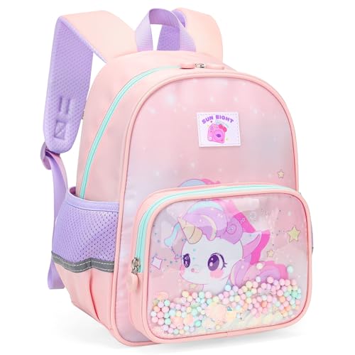 Tokeya Sac à Dos Enfant Cartable Fille Sac a dos Maternelle Scolaire avec Sangle de Poitrine, Mignon Licorne Sacs D'école Imperméable Léger Cartable...