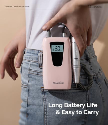 Image of MelodySusie Entry-Level Clip-On Rechargeable Nail Drill, SC320D 30000RPM Essential E-File with LCD Display for Manicure Shaping & Gel Removal, Perfect for Training, Nail Art Practice & Home Use