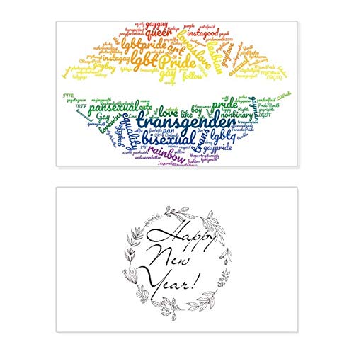 Tarjeta de Año Nuevo LGBT con diseño de arcoíris y mensaje conmemorativo de bendición