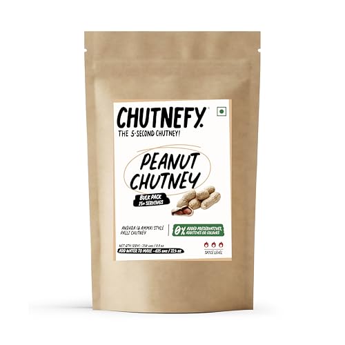 Image of Chutnefy Peanut Chutney | 250g Freeze-Dried Instant Dry Mix | Just Add Water to Make 15+ Servings (800 g) | 0% Preservatives or Additives