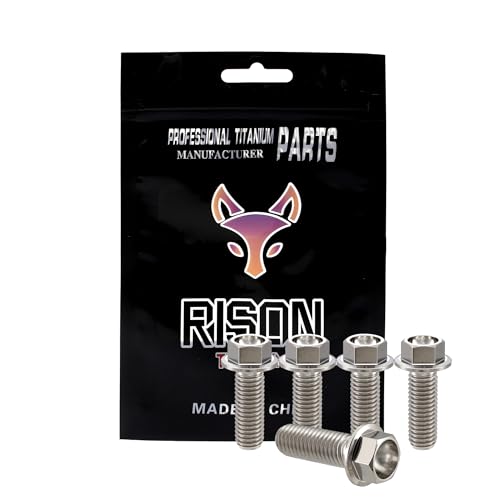 Image of Rison Titanium Bolts Titanium Flanged Hex Head Bolt M6x1.0x10mm 6AL4V Aerospace Grade Ti Bolt Original Color Titanium Bolt for Motorcycle Car Modification Pack of 5