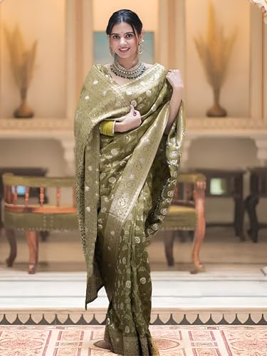 Image of Yashika Women's Pure Kanjivaram Silk Saree Soft Banarasi Style Wedding With Blouse Piece | Saree For Women | New Sari